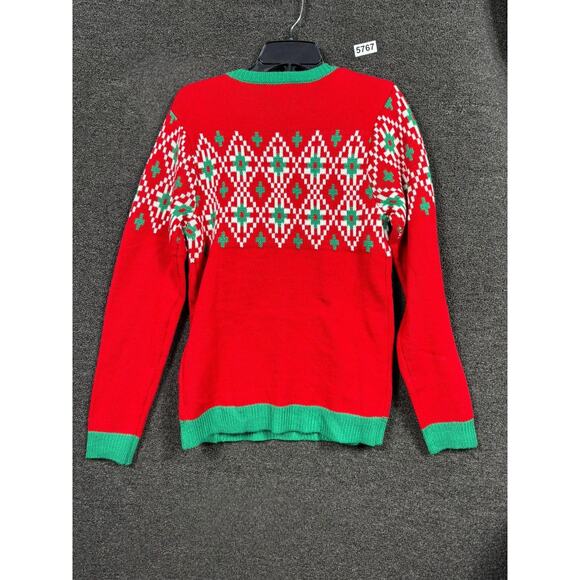 Holiday Time Sweater Mens Small Red Christmas Cow Light Up LED Ugly Novelty - Picture 2 of 7